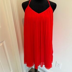 Abercrombie & Fitch Red Backless Pleated Slip Dress